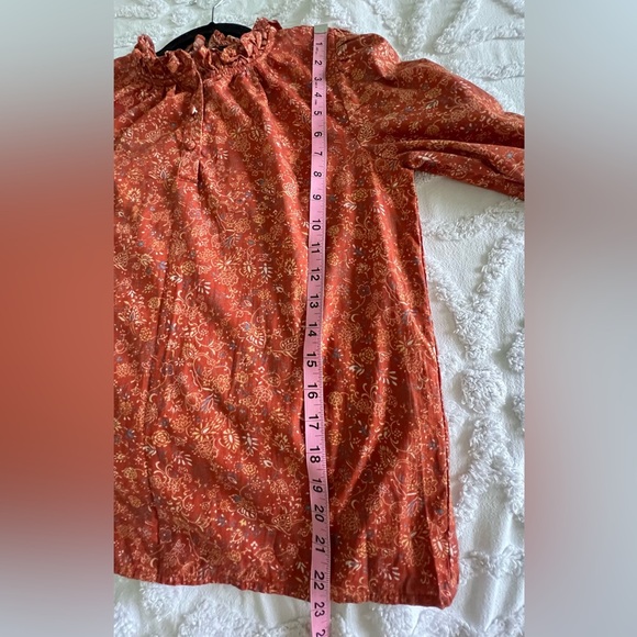 House of Harlow 1960 Josepha Floral Blouse Puff Long Sleeve Top Rust Size XS - Picture 12 of 14